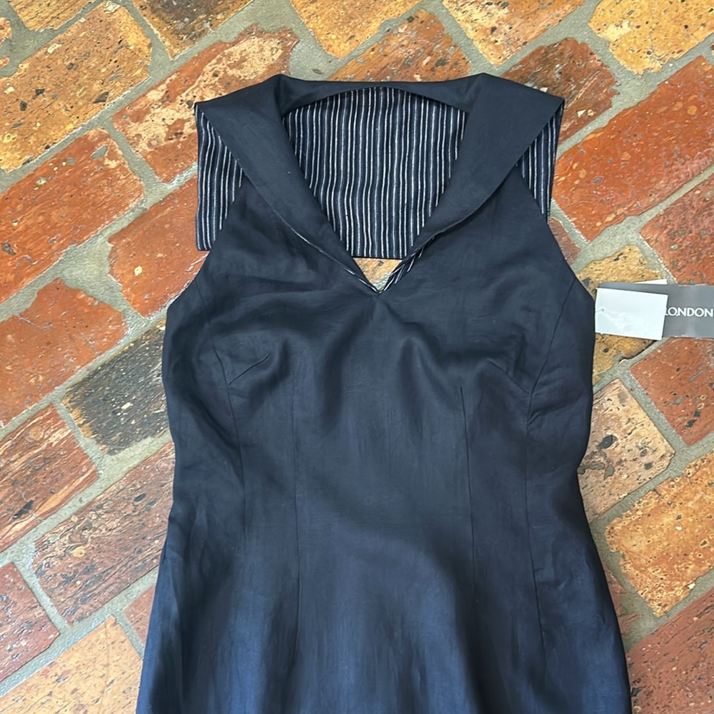 Maggie London NWT Linen Halter Sailor collar maxi dress size 8 - Picture 8 of 13